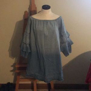 Off the shoulder ombré denim dress